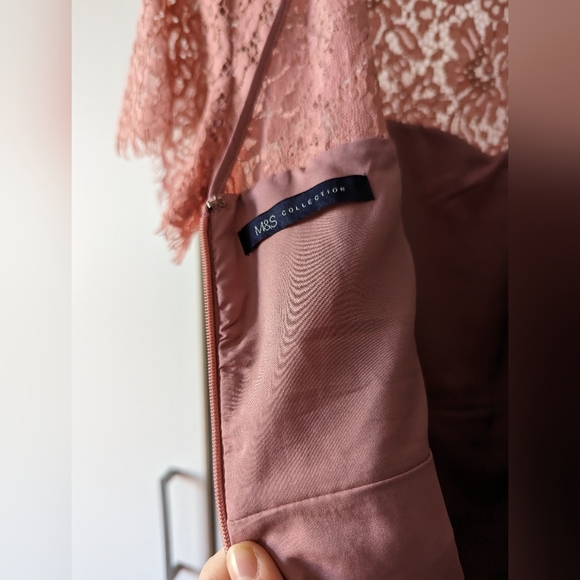 Antique Rose Lace Dress M&S Size 18 - Picture 7 of 10